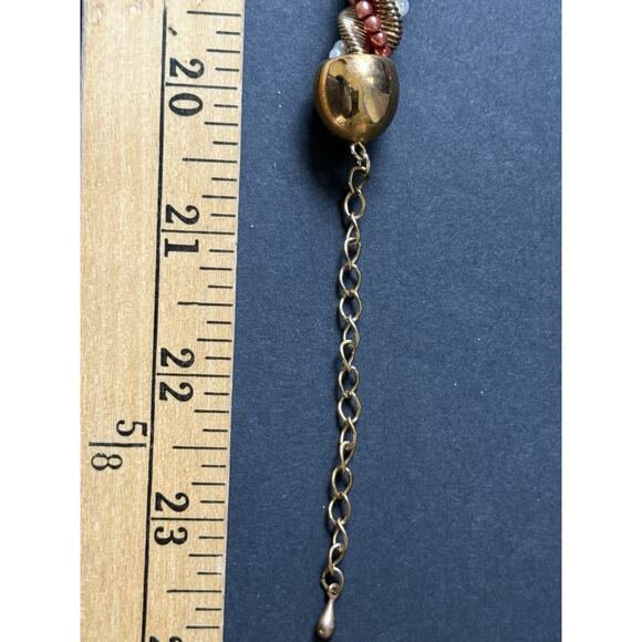 Vintage Twisted Rope Coil Bead Necklace Gold Tone Choker Collar Bib Y2K 80s 23” - Picture 5 of 5